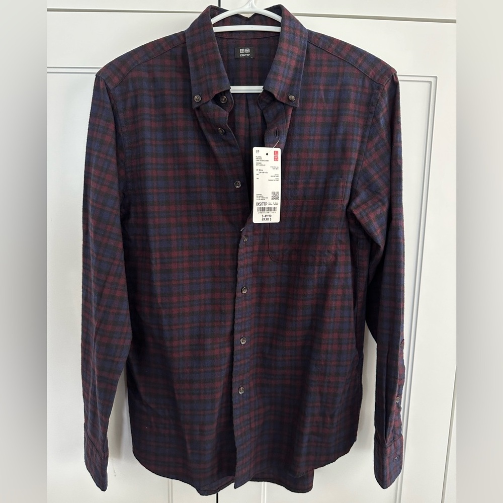 2/$30 NWT Uniqlo flannel shirt, size XXS (unisex)